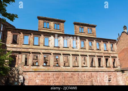 Heidelberg, Germania - 25 agosto 2021: Rovine della Schloss Heidelberger (castello di Heidelberg). Foto Stock