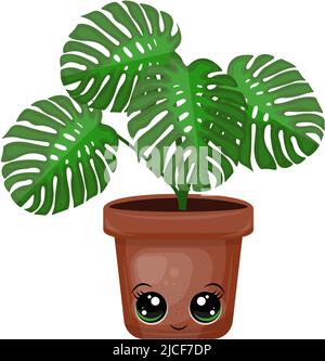 Cute Clipart Home Plant Illustrazione in stile Cartoon. Cartoon clip Art Home Plant. Illustrazione vettoriale di un animale per adesivi, doccia del bambino Illustrazione Vettoriale
