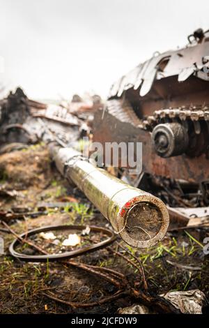 Carri armati sulla strada poco prima Borodianka Foto Stock