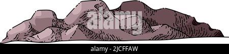 montagna vecchio schizzo vettore disegnato a mano Illustrazione Vettoriale