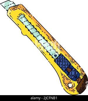 disegno a mano del coltello con cancelleria Illustrazione Vettoriale