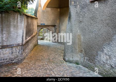 Rheinfelden (Svizzera), città vecchia, passaggio al Reno Foto Stock