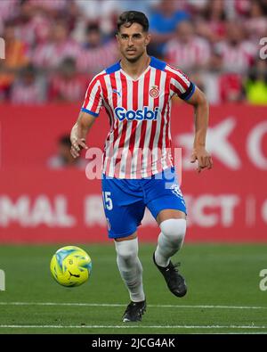 Girona, Spagna. 11 giugno 2022, Juanpe di Girona FC durante la lla Liga SmartBank disputata, finale, prima tappa, tra Girona FC e CD Tenerife disputata allo Stadio Montilivi il 11 giugno 2022 a Girona, Spagna. (Foto di Bagu Blanco / PRESSINPHOTO) Foto Stock