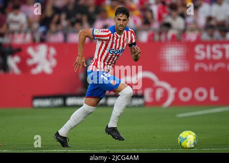 Girona, Spagna. 11 giugno 2022, Juanpe di Girona FC durante la lla Liga SmartBank disputata, finale, prima tappa, tra Girona FC e CD Tenerife disputata allo Stadio Montilivi il 11 giugno 2022 a Girona, Spagna. (Foto di Bagu Blanco / PRESSINPHOTO) Foto Stock