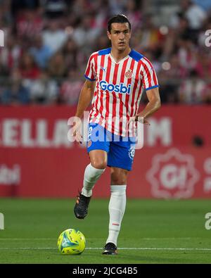 Girona, Spagna. 11 giugno 2022, Juanpe di Girona FC durante la lla Liga SmartBank disputata, finale, prima tappa, tra Girona FC e CD Tenerife disputata allo Stadio Montilivi il 11 giugno 2022 a Girona, Spagna. (Foto di Bagu Blanco / PRESSINPHOTO) Foto Stock