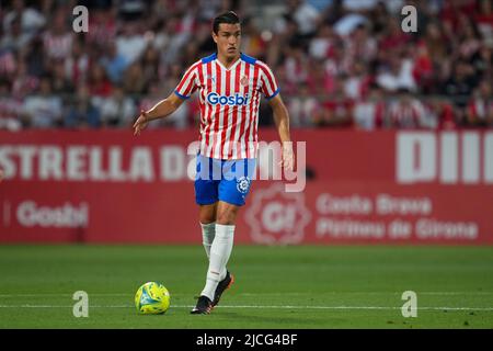 Girona, Spagna. 11 giugno 2022, Juanpe di Girona FC durante la lla Liga SmartBank disputata, finale, prima tappa, tra Girona FC e CD Tenerife disputata allo Stadio Montilivi il 11 giugno 2022 a Girona, Spagna. (Foto di Bagu Blanco / PRESSINPHOTO) Foto Stock