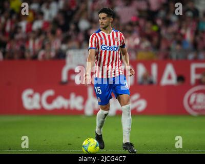 Girona, Spagna. 11 giugno 2022, Juanpe di Girona FC durante la lla Liga SmartBank disputata, finale, prima tappa, tra Girona FC e CD Tenerife disputata allo Stadio Montilivi il 11 giugno 2022 a Girona, Spagna. (Foto di Bagu Blanco / PRESSINPHOTO) Foto Stock