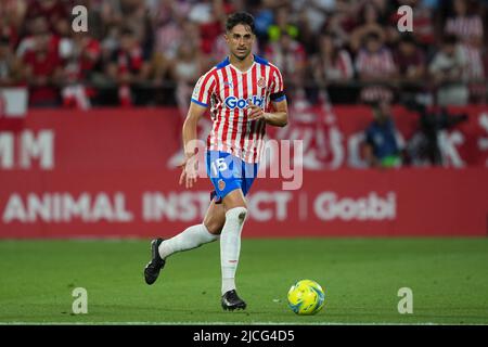 Girona, Spagna. 11 giugno 2022, Juanpe di Girona FC durante la lla Liga SmartBank disputata, finale, prima tappa, tra Girona FC e CD Tenerife disputata allo Stadio Montilivi il 11 giugno 2022 a Girona, Spagna. (Foto di Bagu Blanco / PRESSINPHOTO) Foto Stock