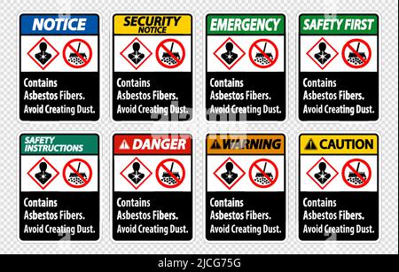 L'etichetta contiene fibre di amianto, evitare di creare polvere Illustrazione Vettoriale