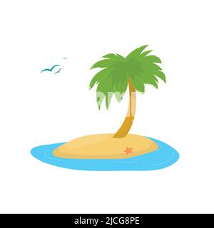 Isola deserta con palme Illustrazione Vettoriale