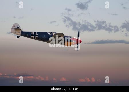 Messerschmitt Bf109 G al crepuscolo Foto Stock