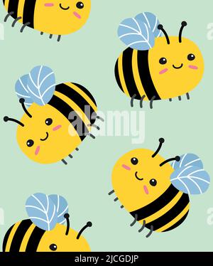 Modello vettoriale senza giunture dell'ape del bumblebee Illustrazione Vettoriale