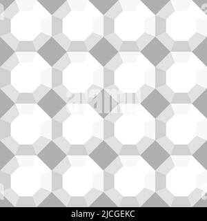 Pattern vettoriale senza giunture con 3D texture geometriche su sfondo bianco. Carta da parati semplice a nido d'ape. Tessuto decorativo a bolla. Illustrazione Vettoriale