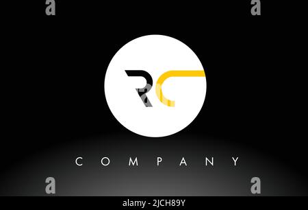Logo RC nero e giallo. Letter Design Vector con colori rosso e nero. Illustrazione Vettoriale