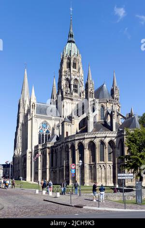 Esterno della Cattedrale di nostra Signora di Bayeux in Normandia, Francia Foto Stock