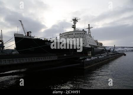 Rompighiaccio nucleare sovietico 'Lenin' ('Ленин') a Murmansk, Russia Foto Stock