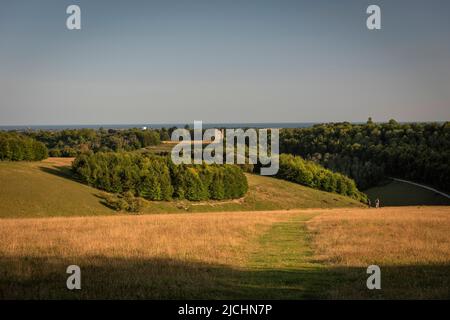 La vista verso Littlehampton da Arundel Estate, West Sussex, Regno Unito Foto Stock