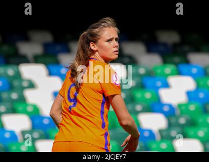 UEFA European Women's Under-19 Championship 2017 Final Tournament. 17 agosto 2017 semifinale Paesi Bassi 2 Spagna 3 a Windsor Park, Belfast, Irlanda del Nord. Paesi Bassi la calciatrice internazionale femminile Joelle Smit Paesi Bassi (9). Foto Stock
