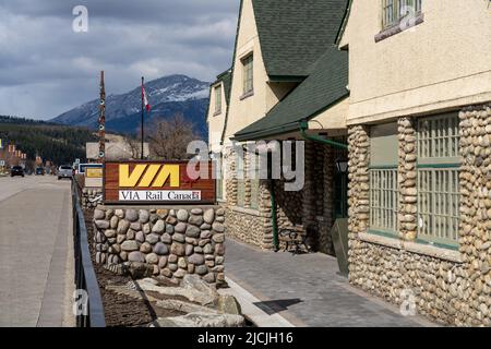 Stazione ferroviaria di Jasper. Parco Nazionale di Jasper. Foto Stock