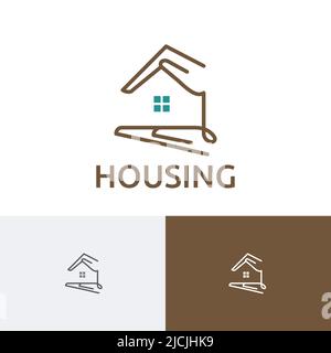 Sicurezza investimenti Affari Casa cura Casa Immobiliare linea logo Illustrazione Vettoriale