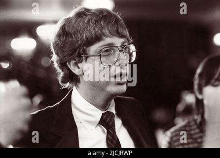 Young Bill Gates, sviluppatore di software, presidente e CEO di Microsoft, nel 1980s. Foto Stock