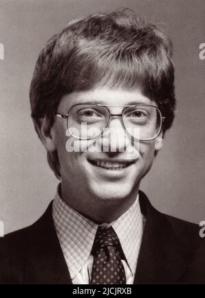 Young Bill Gates, sviluppatore di software, presidente e CEO di Microsoft, nel 1980s. (USA) Foto Stock