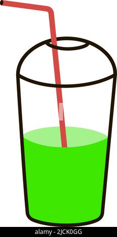 Tazza di plastica per cocktail e succo di frutta con cannuccia Illustrazione Vettoriale