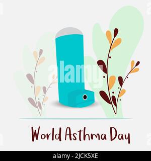 Illustrazione vettoriale Giornata mondiale dell'asma. Concetto di vacanza. Modello per sfondo, banner, cartoncino, poster con iscrizione di testo. Foto Stock