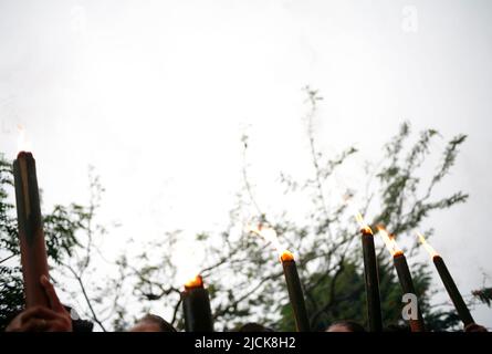 Torcia tradizionale in bambù Foto Stock