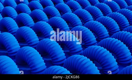 Carta da parati 3D render, tubi di sfondo, 4K sfondo, curvo astratto blu geometrico moderno tubi, colore blu Foto Stock