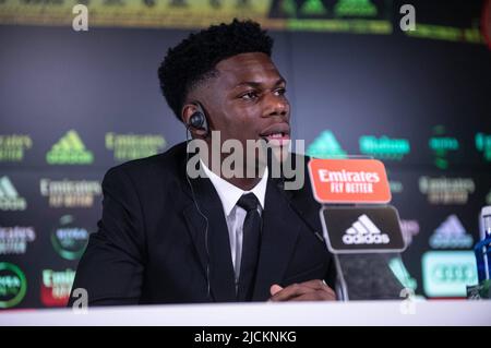 Madrid, Spagna. 20th maggio 2022. Presentazione di Aurelien Tchouameni come nuovo giocatore del Real Madrid presso la Real Madrid Sports City. 14 giugno 2022 Presentacion de Aurelien Tchouameni como nuevo jugador de Real Madrid en la Ciudad Deportiva del Real Madrid. 14 de Junio de 2022 900/Cordon Press Credit: CORDON PRESS/Alamy Live News Foto Stock