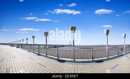 Ningbo cixi città hangzhou Bay Bridge Haitian un continente isola piattaforma nel mare. Foto Stock