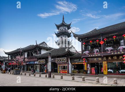 Città di Suzhou, provincia di jiangsu kunshan zhouzhuang città Quanfu torre Foto Stock