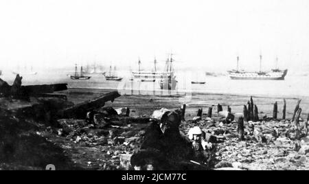 Navi da addestramento Royal Navy sul fiume Mersey, Liverpool, periodo vittoriano Foto Stock