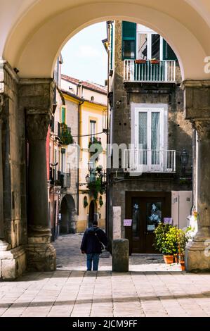 Vista sul villaggio meridionale di Sant'Agata de' Goti, Italia Foto Stock