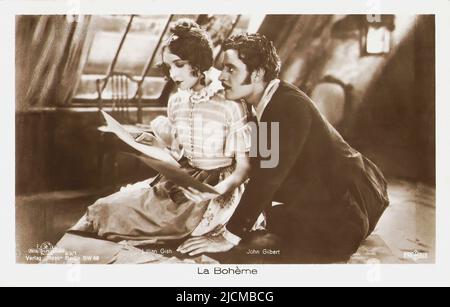 Ritratto di Lillian Gish e John Gilbert a la Bohème (1926) - era Silent di Hollywood Foto Stock