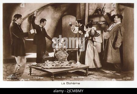 Ritratto di Lillian Gish, John Gilbert e Renée Adorée a la Bohème (1926) - era Silent Hollywood Foto Stock