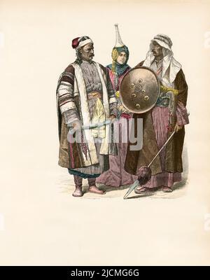 Siria - Belka, Donna di Damasco, Araba di Baghdad, fine 19th secolo, illustrazione, The History of Costume, Braun & Schneider, Monaco di Baviera, Germania, 1861-1880 Foto Stock