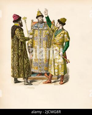 Boyars and Tsar, Russia, 17th e 18th secoli, Illustrazione, la Storia del Costume, Braun & Schneider, Monaco, Germania, 1861-1880 Foto Stock
