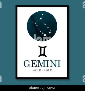 Gemini Zodiac. Icona Gemini Zodiac. Illustrazione vettoriale astrologia costellazione Gemini. Astrologia Illustrazione Illustrazione Vettoriale
