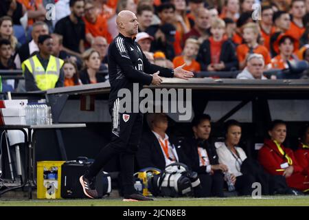 ROTTERDAM - Wales Coach Rob Page durante la partita della UEFA Nations League tra Paesi Bassi e Galles allo stadio Feyenoord il 14 giugno 2022 a Rotterdam, Paesi Bassi. ANP MAURICE VAN STEEN Foto Stock