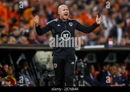 ROTTERDAM - Wales Coach Rob Page durante la partita della UEFA Nations League tra Paesi Bassi e Galles allo stadio Feyenoord il 14 giugno 2022 a Rotterdam, Paesi Bassi. ANP PIETER STAM DE YOUNG Foto Stock