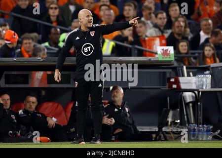 ROTTERDAM - Wales Coach Rob Page durante la partita della UEFA Nations League tra Paesi Bassi e Galles allo stadio Feyenoord il 14 giugno 2022 a Rotterdam, Paesi Bassi. ANP MAURICE VAN STEEN Foto Stock