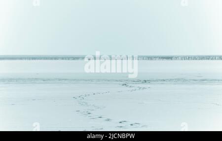 Deserto bianco neve piana infinito eternità Salar de Uyuni unico vasto terreno, nuvole bianche in cielo su bianco terra minerale altopiano di Altiplano, i Foto Stock