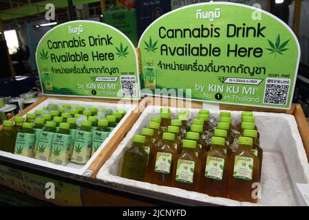 12 giugno 2022, Samut Prakan, Thailandia: L'atmosfera dell'evento ''Cannabis Samut Prakan'' dopo che il governo ha annunciato il rilascio dello status di droga a Cannabis il 9 giugno 2022, che all'evento erano distributori di piante di Cannabis, O la vendita di prodotti trasformati estratti da Cannabis, ha guadagnato l'attenzione della gente, al magazzino su Thepharak Road, Samut Prakan Province.Cannabis in Thailandia sarà utilizzato per il reddito medico, medico, economico, dove le persone possono coltivare cannabis per il consumo, Tetrahydroconnabinol (THC) superiore al 0,2% è considerato una droga. E illegale. (Credito Foto Stock