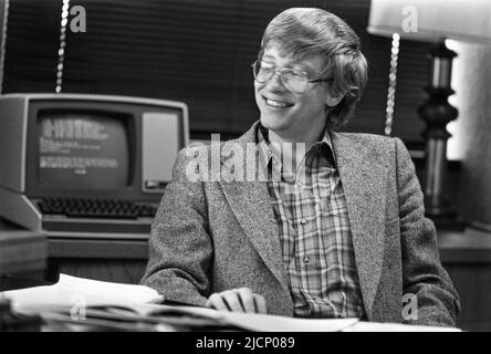 Young Bill Gates, sviluppatore di software, presidente e CEO di Microsoft, circa marzo 1985. (USA) Foto Stock