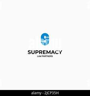 Supreme giudice HAMMER logo design concept lettera S, business legale, legalità, illustrazione vettoriale. Illustrazione Vettoriale