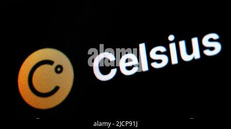 Rottweil, Germania. 14th giugno 2022. Il logo della cripto azienda Celsius è visto sullo schermo di un computer in un ufficio. Credit: Silas Stein//dpa/Alamy Live News Foto Stock