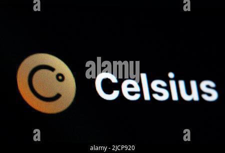 Rottweil, Germania. 14th giugno 2022. Il logo della cripto azienda Celsius è visto sullo schermo di un computer in un ufficio. Credit: Silas Stein//dpa/Alamy Live News Foto Stock