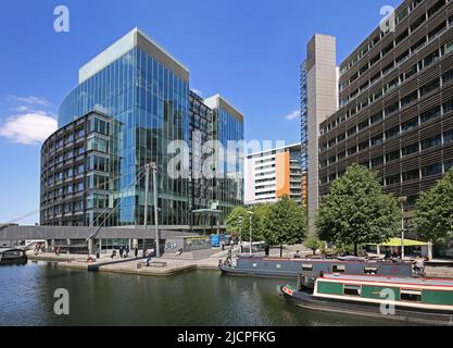 Il nuovo sviluppo di Merchant Square sul Canal Basin Grand Union, Paddington, Londra, Regno Unito Foto Stock